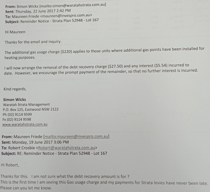 SP52948-Waratah-Strata-Management-waived-Lot-167-debt-recovery-and-late-levy-payment-interest-charges-without-approval-of-owners-corporation-22Jun2017.webp