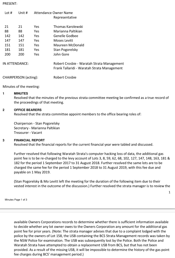 SP52948-committee-meeting-21Mar2019-Waratah-Strata-Management-admission-strata-files-lost-and-unable-to-verify-fee-charges-for-gas-levies-21Mar2019.png