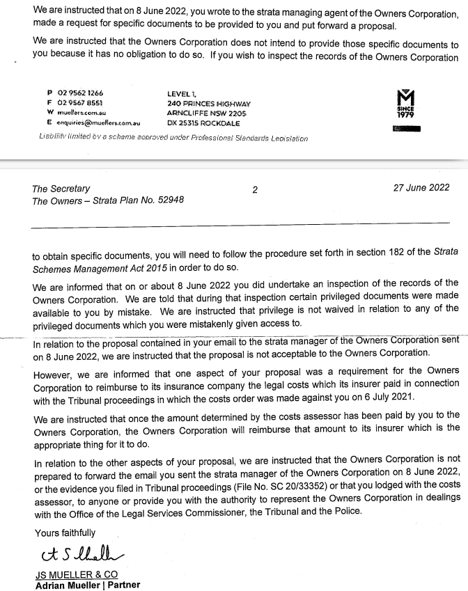 SP52948-extract-from-letter-to-Lot-158-preventing-access-to-strata-files-and-not-allowing-owners-to-have-knowledge-of-investigations-27Jun2022