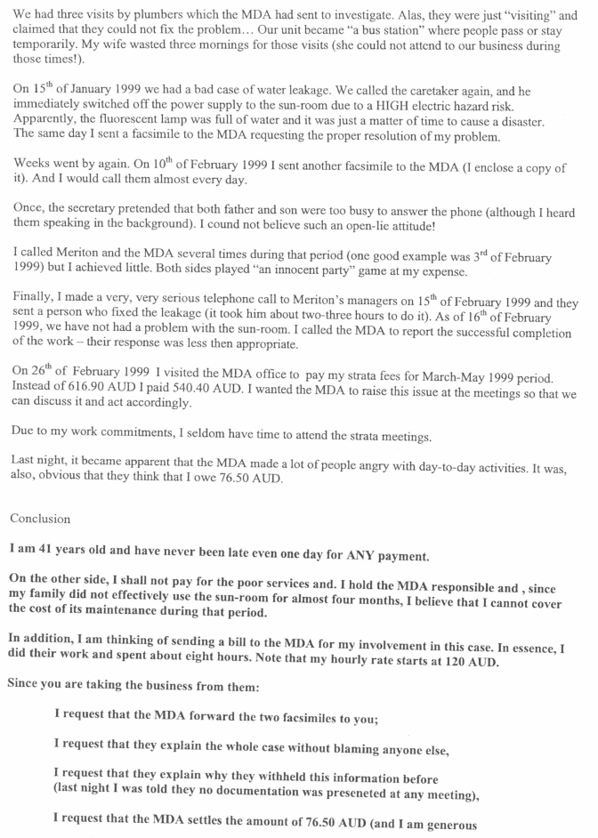 SP52948-Lot-158-report-to-strata-manager-John-Fry-on-dangerous-water-leaks-in-sunroom-page-2-12May1999.webp